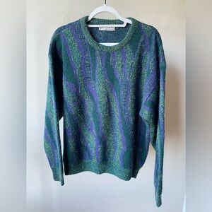 Jantzen vintage Green and Purple wool blend Crewneck Sweater - made in Canada